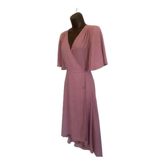 Lulus Elegant Dusty Rose Wrap Midi Dress Size XS - Picture 2 of 11